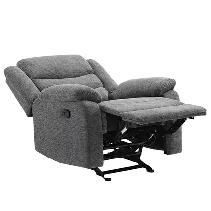 Fabric glider recliner.