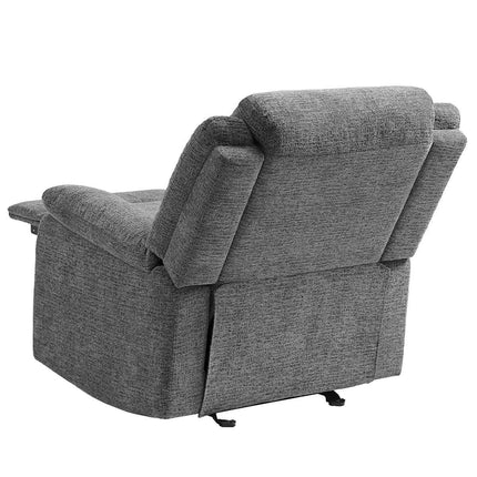 Fabric glider recliner.