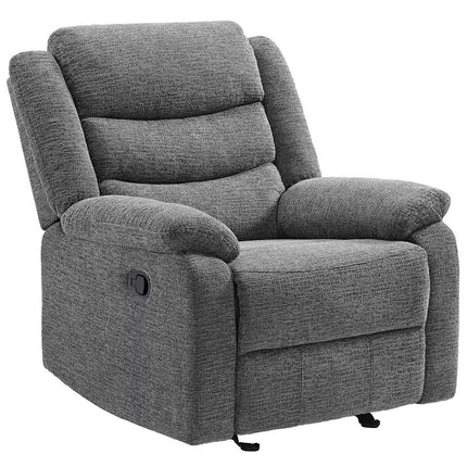 Fabric glider recliner.