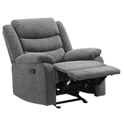 Fabric glider recliner.