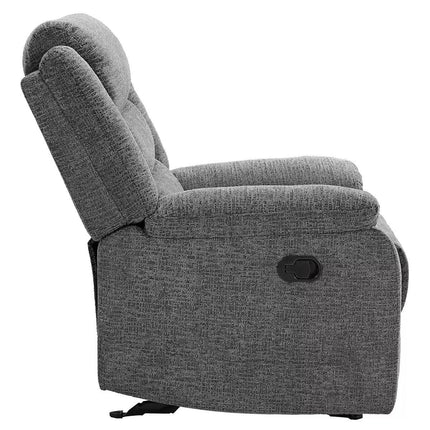 Fabric glider recliner.