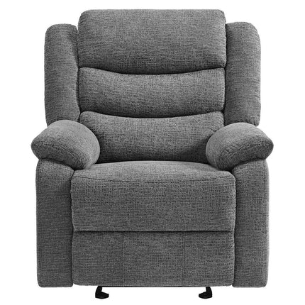 Fabric glider recliner.
