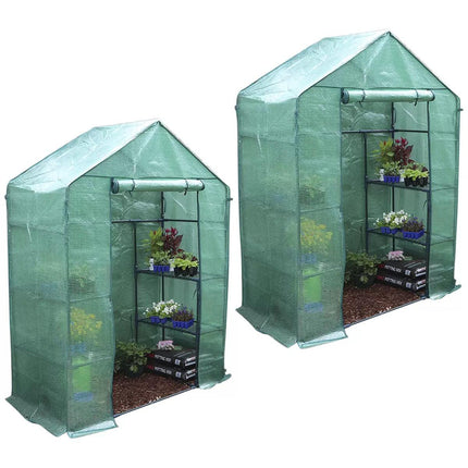 Walk-in Greenhouse 2 Tier Twin Pack, 195 x 143 x 73 cm.