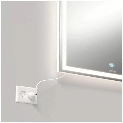 Aurea integrated led plug in wall mirror.