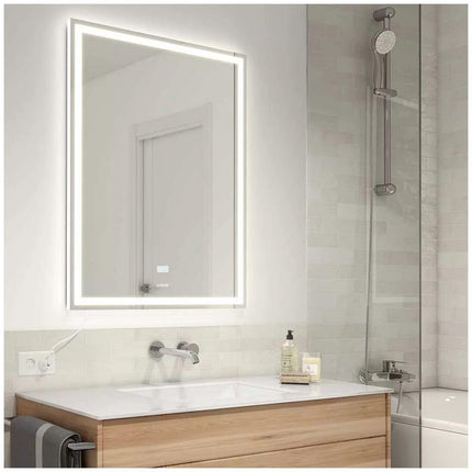 Aurea integrated led plug in wall mirror.