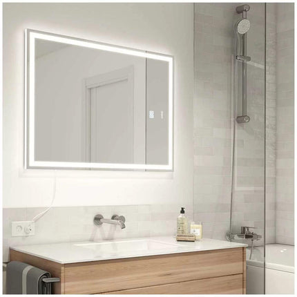 Aurea integrated led plug in wall mirror.
