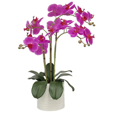 Artificial Orchid With Ribbed Pot 67cm Pink.