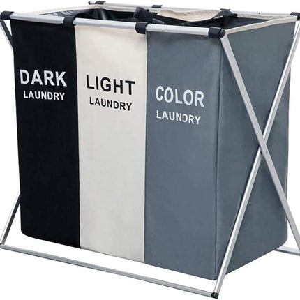 3 in 1 Large 135L Laundry Clothes Hamper Basket with Waterproof bags and Aluminum Frame (Multi).