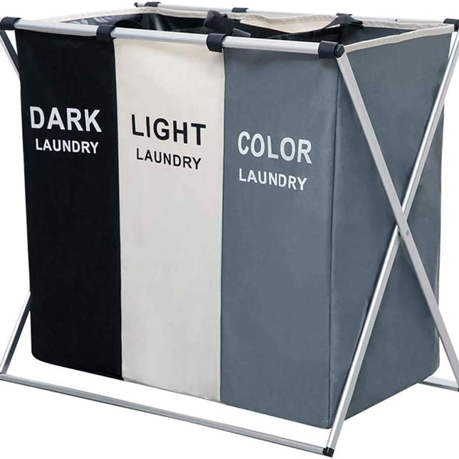 3 in 1 Large 135L Laundry Clothes Hamper Basket with Waterproof bags and Aluminum Frame (Multi).