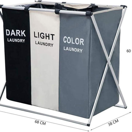 3 in 1 Large 135L Laundry Clothes Hamper Basket with Waterproof bags and Aluminum Frame (Multi).