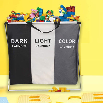 3 in 1 Large 135L Laundry Clothes Hamper Basket with Waterproof bags and Aluminum Frame (Multi).