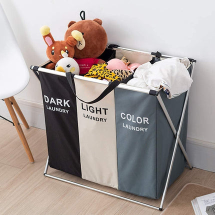 3 in 1 Large 135L Laundry Clothes Hamper Basket with Waterproof bags and Aluminum Frame (Multi).