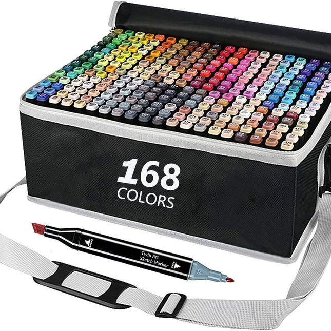 168 Colours Graffiti Pen Permanent Marker Pens Set for Adults and Children.