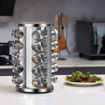 Rotating Spice Rack Organizer with 20 Pieces Jars for Kitchen.