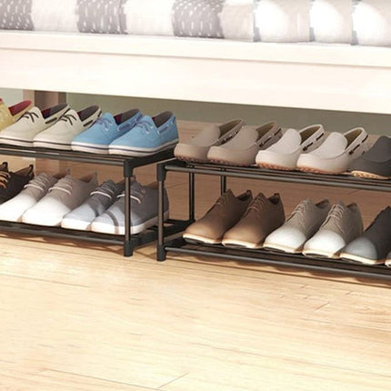 4-Tier Stainless Steel Shoe Rack Storage Organizer to Hold up to 15 Pairs of Shoes (55cm, Black).