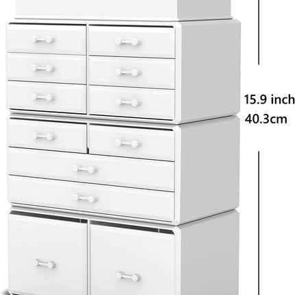Makeup Cosmetic Organizer Storage with 12 Drawers Display Boxes (White).