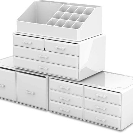 Makeup Cosmetic Organizer Storage with 12 Drawers Display Boxes (White).