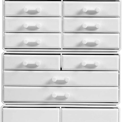 Makeup Cosmetic Organizer Storage with 12 Drawers Display Boxes (White).
