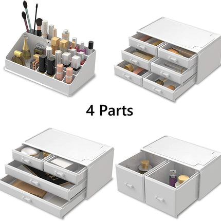 Makeup Cosmetic Organizer Storage with 12 Drawers Display Boxes (White).