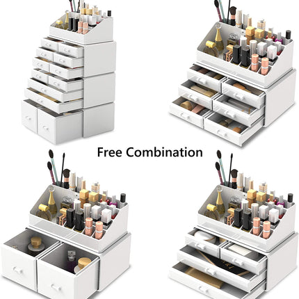Makeup Cosmetic Organizer Storage with 12 Drawers Display Boxes (White).