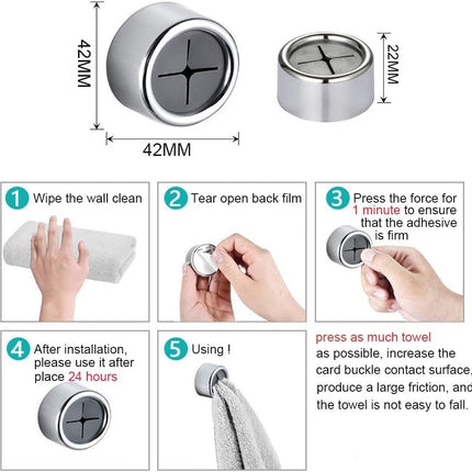 3 Pack Self Adhesive Round Towel Hooks for Kitchen and Bathroom.