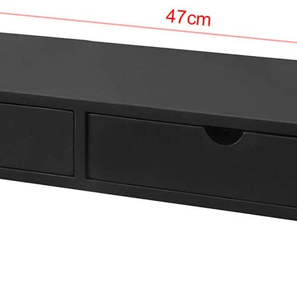 Black Monitor Stand Desk Organizer with 2 Drawers.