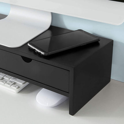 Black Monitor Stand Desk Organizer with 2 Drawers.