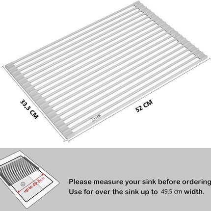 Over The Sink Multipurpose Roll-Up Dish Drying Rack (52 x 33 cm).