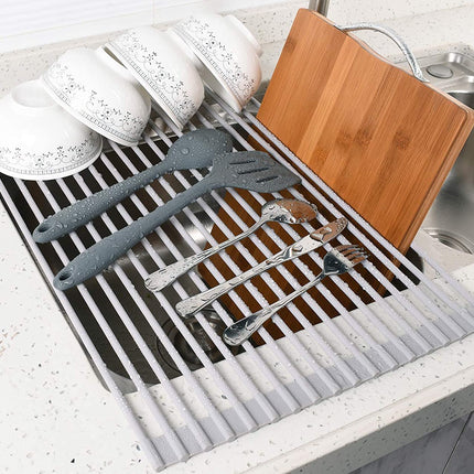 Over The Sink Multipurpose Roll-Up Dish Drying Rack (52 x 33 cm).
