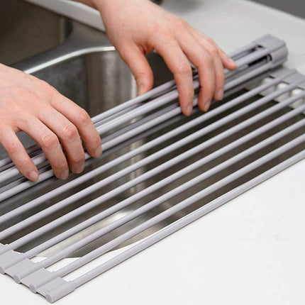Over The Sink Multipurpose Roll-Up Dish Drying Rack (52 x 33 cm).