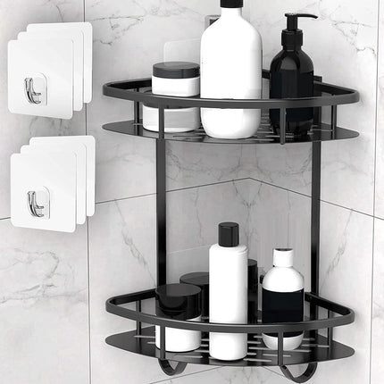 2 Pack Aluminum Adhesive Shower Caddy Corner Shelf Storage Rack for Bathroom.