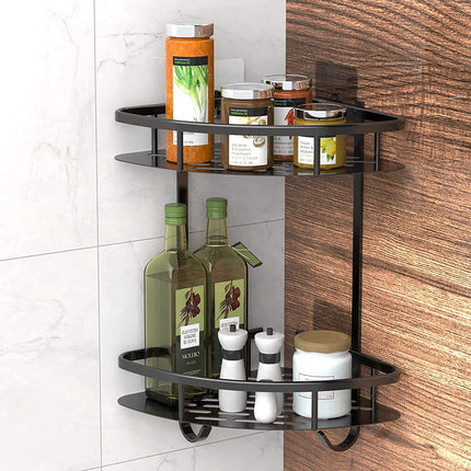 2 Pack Aluminum Adhesive Shower Caddy Corner Shelf Storage Rack for Bathroom.