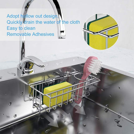 3-in-1 Adhesive Stainless Steel Sink Caddy Organizer Storage for Kitchen  Rustproof.