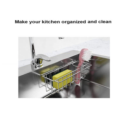 3-in-1 Adhesive Stainless Steel Sink Caddy Organizer Storage for Kitchen  Rustproof.