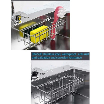 3-in-1 Adhesive Stainless Steel Sink Caddy Organizer Storage for Kitchen  Rustproof.