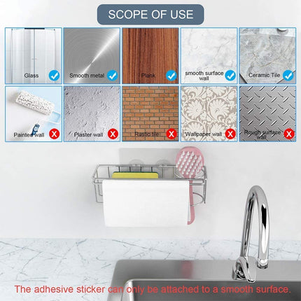 3-in-1 Adhesive Stainless Steel Sink Caddy Organizer Storage for Kitchen  Rustproof.