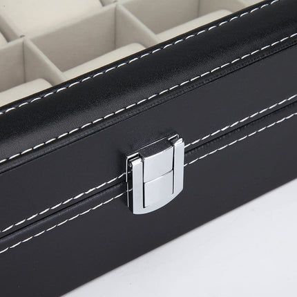 Black PU Leather Watch Organizer Display Storage Box Cases for Men & Women (12 slots).