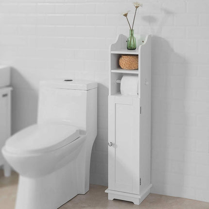 Toilet Paper Holder with Storage, Freestanding Cabinet, Toilet Brush Holder and Toilet Paper Dispenser 20x100x18 cm.