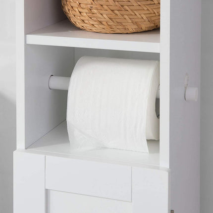 Toilet Paper Holder with Storage, Freestanding Cabinet, Toilet Brush Holder and Toilet Paper Dispenser 20x100x18 cm.