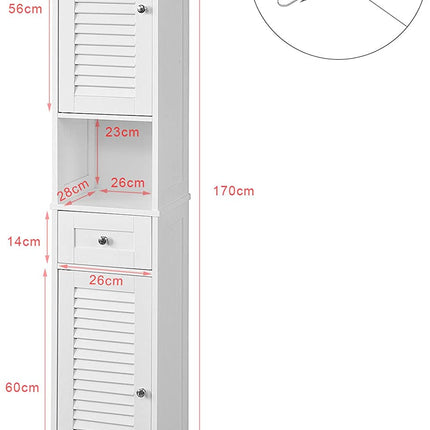 Freestanding Tall Bathroom Cabinet 170x32x30 cm.
