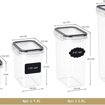 7 Pieces Plastic BPA Free Food Storage Containers for Kitchen (Black).