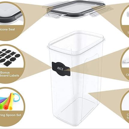 7 Pieces Plastic BPA Free Food Storage Containers for Kitchen (Black).