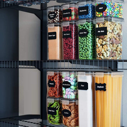 7 Pieces Plastic BPA Free Food Storage Containers for Kitchen (Black).