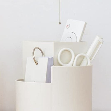 360 degree rotating multi-functional pen holder with 3 separate layer for office desk organiser (Grey).