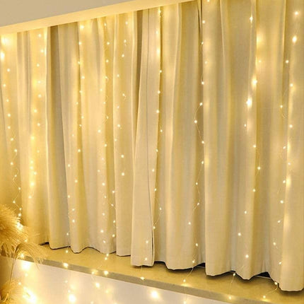 300 LEDs Window Curtain Fairy Lights 8 Modes and Remote Control for Bedroom (Warm White, 300 x 300cm).