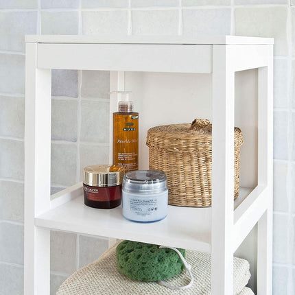 Freestanding Tall Cabinet with Standing Shelves and Drawers.