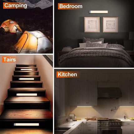 54 LED Rechargeable Under Cabinet Night Lighting for Kitchen and Bedroom (Silver and Yellow Light).