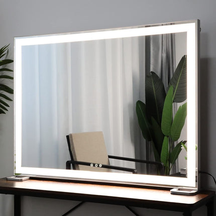 Large Hollywood Makeup Mirror 3 Modes Lighted and Smart Touch Control (92 x 68 cm).