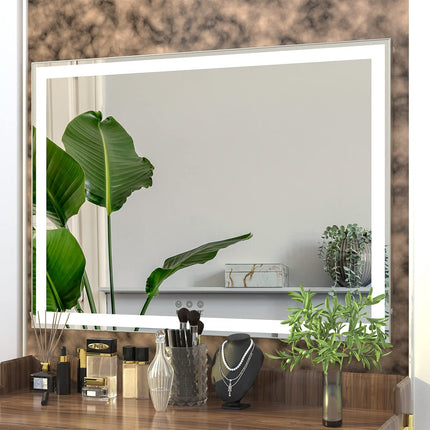 Large Hollywood Makeup Mirror 3 Modes Lighted and Smart Touch Control (92 x 68 cm).