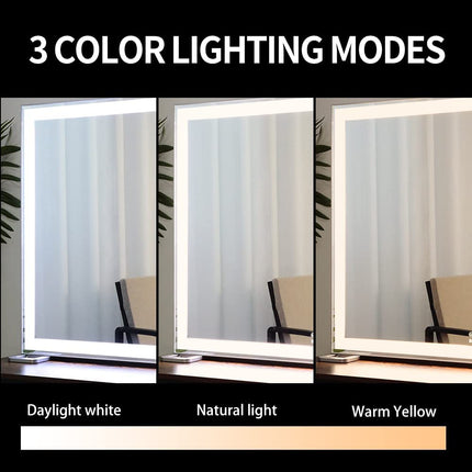 Large Hollywood Makeup Mirror 3 Modes Lighted and Smart Touch Control (92 x 68 cm).